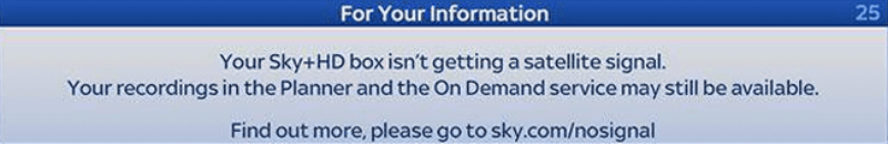 No Signal on Sky